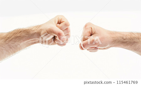 close up shot of a fist bump on a blank background  close up shot of a fist bump on a blank background  115461769