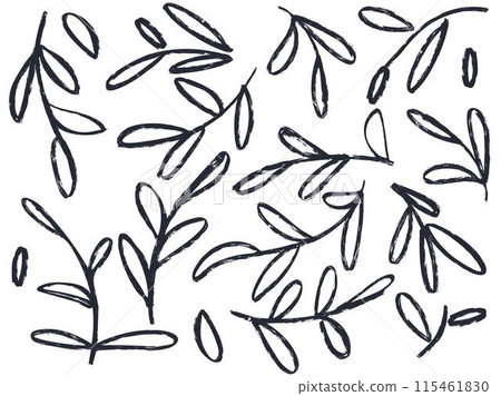 Set of ink grunge foliage and grass Set of ink grunge foliage and grass 115461830