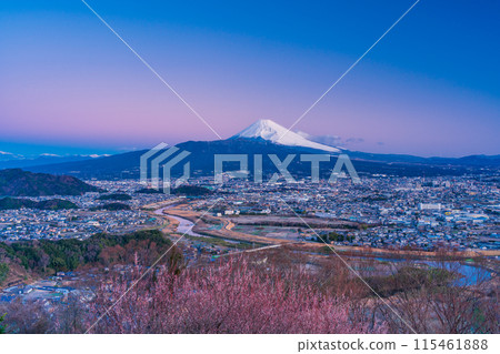 (Shizuoka Prefecture) Mishima cityscape and Mt. Fuji at dawn 115461888