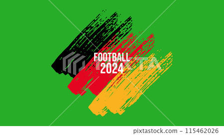 Euro Football Championship event 2024 in Germany. German flag strokes. Layout banner background poster web design. Vector illustration. 115462026
