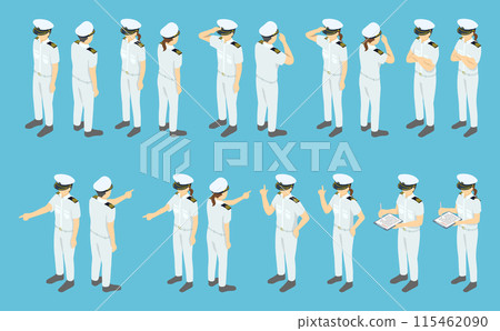 等距插圖：水手白色制服 1 115462090