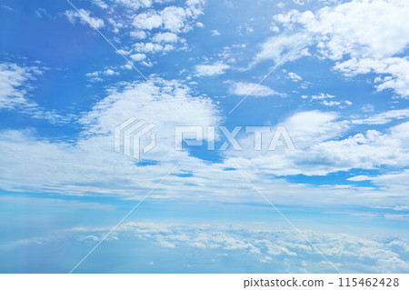 Summer blue sky and clouds (aerial view) 115462428