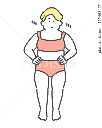 Woman worried about her figure, illustration, diet 115462465