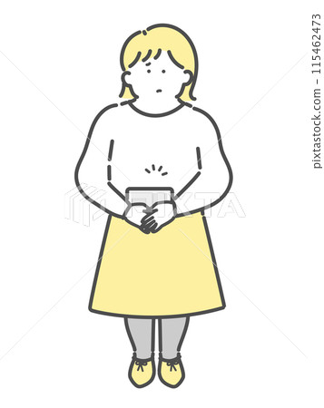 Illustration of a woman using a hot pack Illustration of a woman using a hot pack 115462473