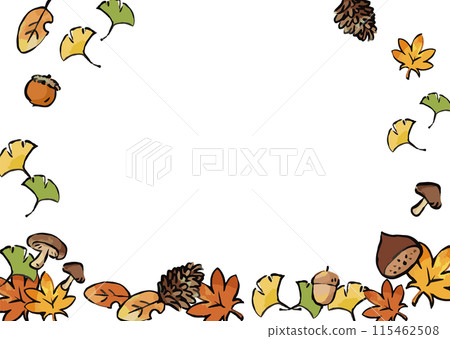 Autumn leaves frame _ Autumn background illustration _ White background _ Horizontal _ 01 Autumn leaves frame _ Autumn background illustration _ White background _ Horizontal _ 01 115462508