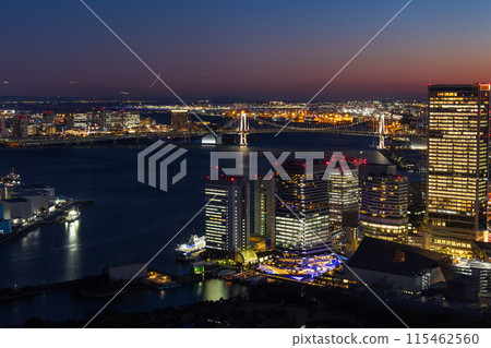 Tokyo night view: View from Caretta Shiodome, toward Odaiba 115462560