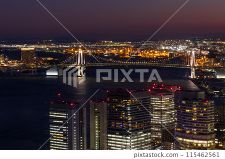 Tokyo night view: View from Caretta Shiodome, toward Odaiba 115462561