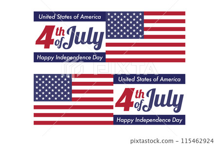 慶祝美國獨立日的復古設計，漂亮的星條旗標誌和國旗向量素材 115462924