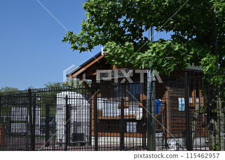 Dog run maintenance hut Dog run maintenance hut 115462957