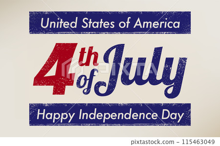 復古垃圾設計美國獨立日向量 7 月 4 日標誌標記 115463049