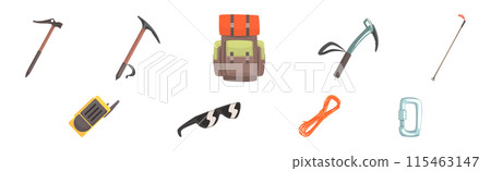Alpinism and Climber Equipment and Sport Gear Vector Set Alpinism and Climber Equipment and Sport Gear Vector Set 115463147