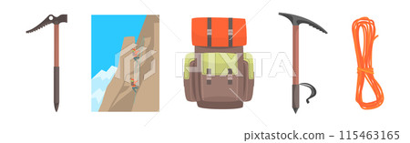 Alpinism and Climber Equipment and Sport Gear Vector Set Alpinism and Climber Equipment and Sport Gear Vector Set 115463165