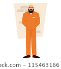 Prisoner in orange uniform. Colorful male prisoner. Arrested men. Vector flat illustration EPS10 115463166