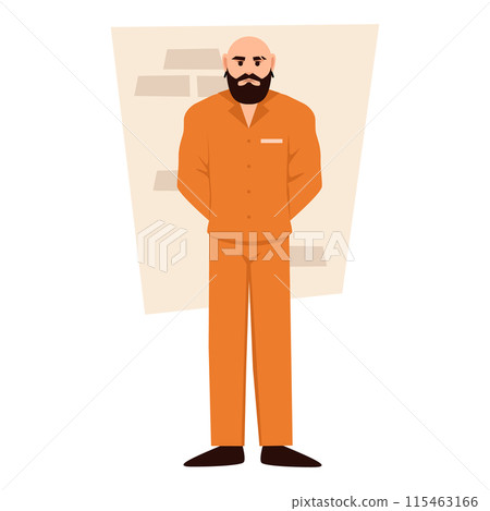 Prisoner in orange uniform. Colorful male prisoner. Arrested men. Vector flat illustration EPS10 Prisoner in orange uniform. Colorful male prisoner. Arrested men. Vector flat illustration EPS10 115463166