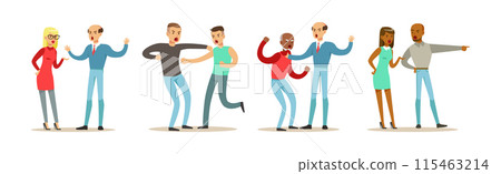 People Character Fighting and Quarrelling Making Loud Public Scandal Vector Set People Character Fighting and Quarrelling Making Loud Public Scandal Vector Set 115463214
