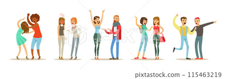 People Character Fighting and Quarrelling Making Loud Public Scandal Vector Set People Character Fighting and Quarrelling Making Loud Public Scandal Vector Set 115463219
