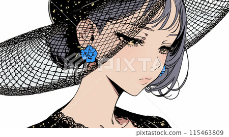 Young woman in mourning clothes 115463809