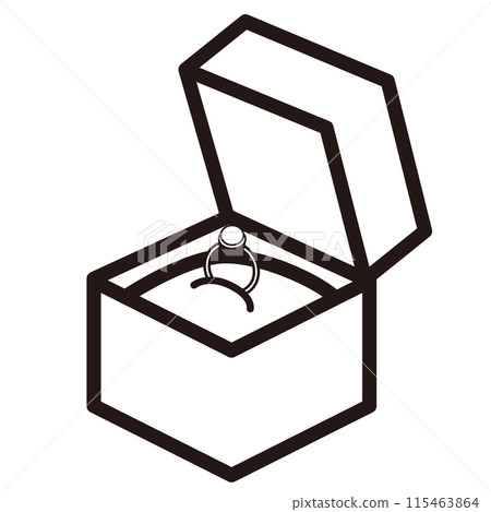 包含戒指的箱子的單色圖示插圖 包含戒指的箱子的單色圖示插圖 115463864