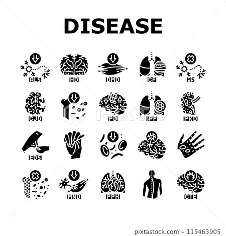 incurable disease doctor patient icons set vector incurable disease doctor patient icons set vector 115463905