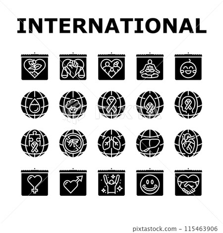 international day holidays icons set vector 115463906