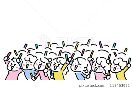 Women enthusiastically getting excited at a concert Penlight Young Cheers Upper body Simple line drawing illustration 115463951