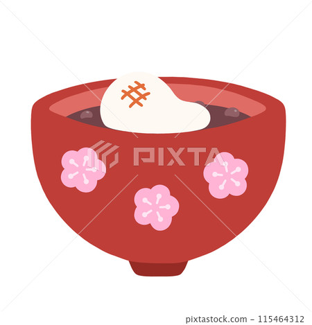 Oshiruko (sweet red bean soup) and mochi (rice cakes) 115464312