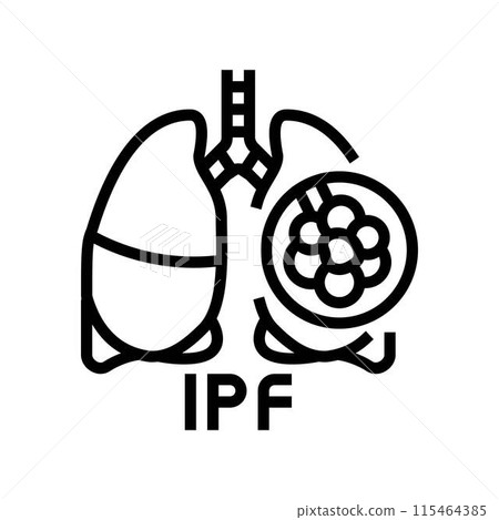 idiopathic pulmonary fibrosis line icon vector illustration idiopathic pulmonary fibrosis line icon vector illustration 115464385