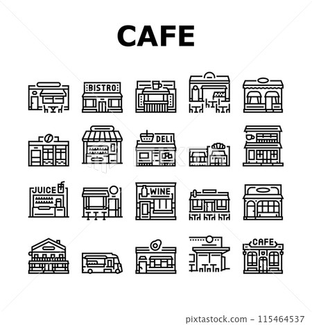 street cafe food burger festival icons set vector 115464537