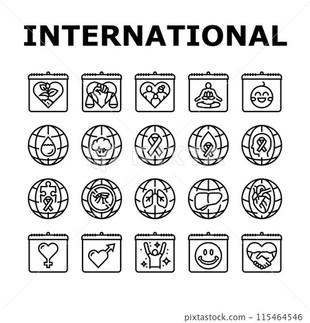 international day holidays icons set vector 115464546