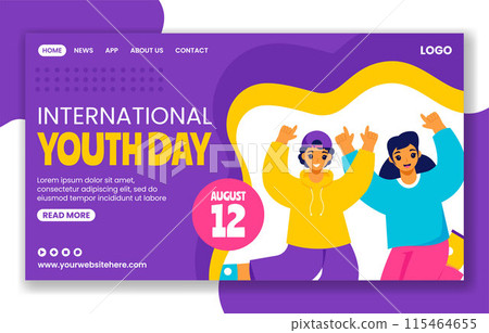 Youth Day Social Media Landing Page Cartoon Hand Drawn Templates Background Illustration 115464655