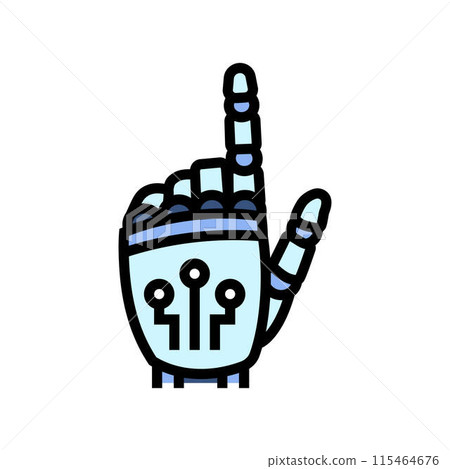 press click robot hand gesture color icon vector illustration press click robot hand gesture color icon vector illustration 115464676