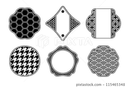 A label set with a Japanese retro vintage design.Transparent background. 115465348