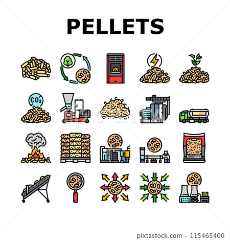wood pellets timber plywood icons set vector 115465400