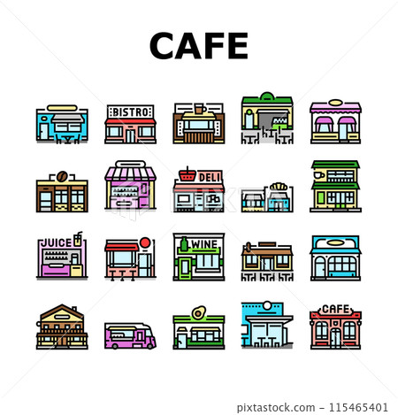 street cafe food burger festival icons set vector street cafe food burger festival icons set vector 115465401