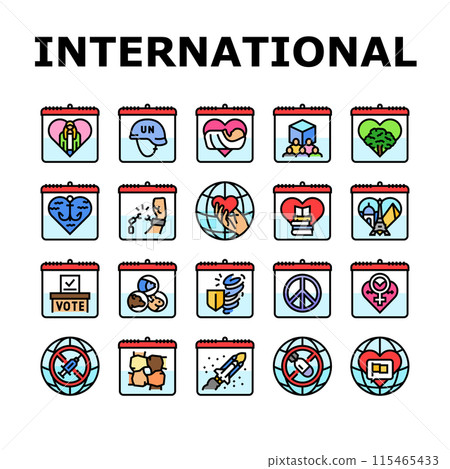 international holiday day icons set vector 115465433
