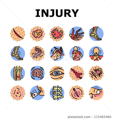 household injury accident human icons set vector household injury accident human icons set vector 115465460