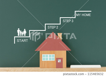 Toy house and image of the process to get to your own home 115465632