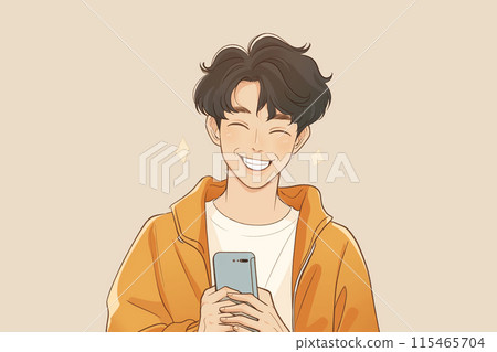 微笑著拿著智慧型手機的年輕人 微笑著拿著智慧型手機的年輕人 115465704