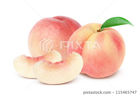 Peach illustration realistic white background Peach illustration realistic white background 115465747
