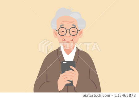 A smiling senior man operating a smartphone 115465878