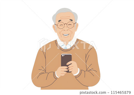 A smiling senior man operating a smartphone 115465879