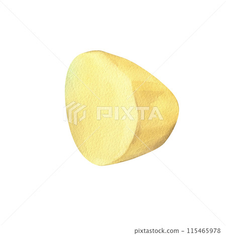 White potatoes, half of the tuber peeled. Watercolor illustration, hand drawn on the theme of harvest, cooking, food, packaging, vegetable shop design. Element isolated from background. 115465978