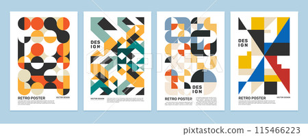Vector geometric retro banner set. Background Vector geometric retro banner set. Background 115466223