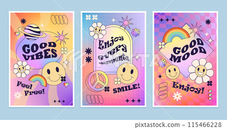Set of psychedelic banner. Vector background Set of psychedelic banner. Vector background 115466228