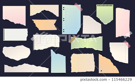 Set of isolated torn paper or note pieces.Backdrop 115466229