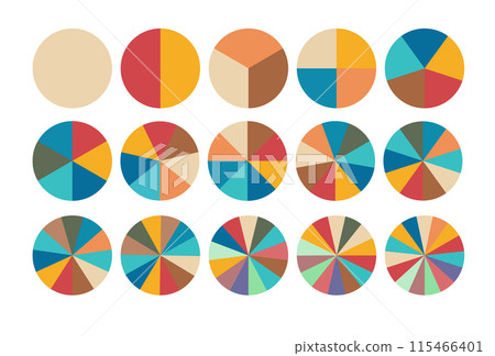 Pie chart set. Colorful diagram collection with. Circle icons for infographic. Vector 115466401