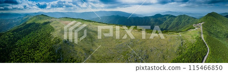 初夏的天狗高原景色，藍天白雲。無人機航拍 115466850