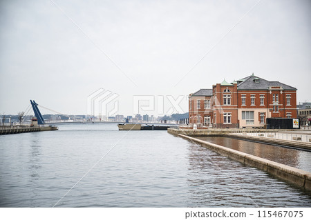 The symbol of Mojiko Port: Blue Wing Moji (drawbridge) 115467075