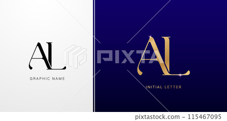AL initials letters monogram logos designs symbol for business cards elements, branding company identity, advertisement material golden foil paper, collage print, ads campaign, wedding invitation sign AL initials letters monogram logos designs symbol for business cards elements, branding company identity, advertisement material golden foil paper, collage print, ads campaign, wedding invitation sign 115467095