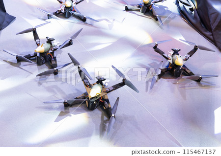 Military drones armed with bombs. Military drones armed with bombs. 115467137